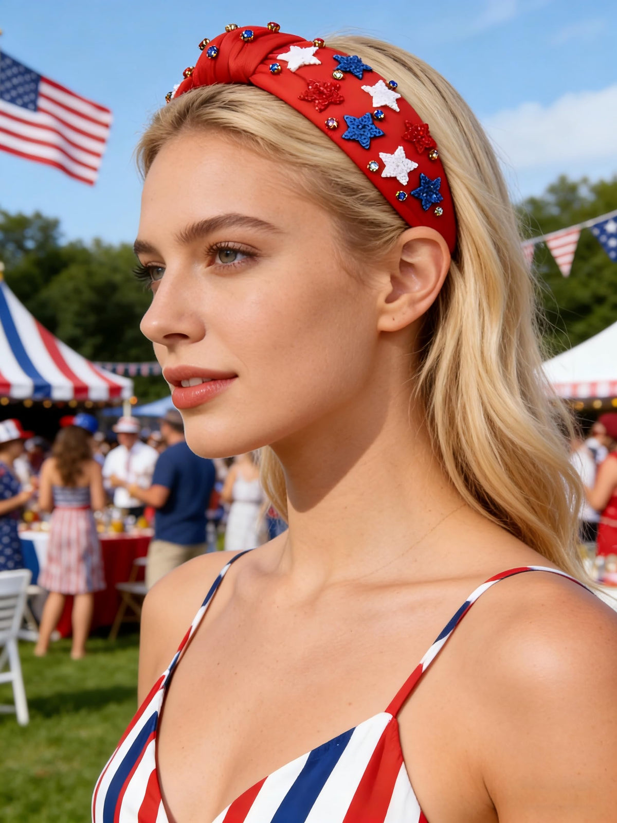 boderier headband held in hand showing size and lightweight comfort