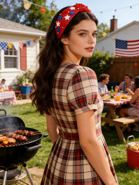 boderier headband styled with patriotic outfit for coordinated holiday look