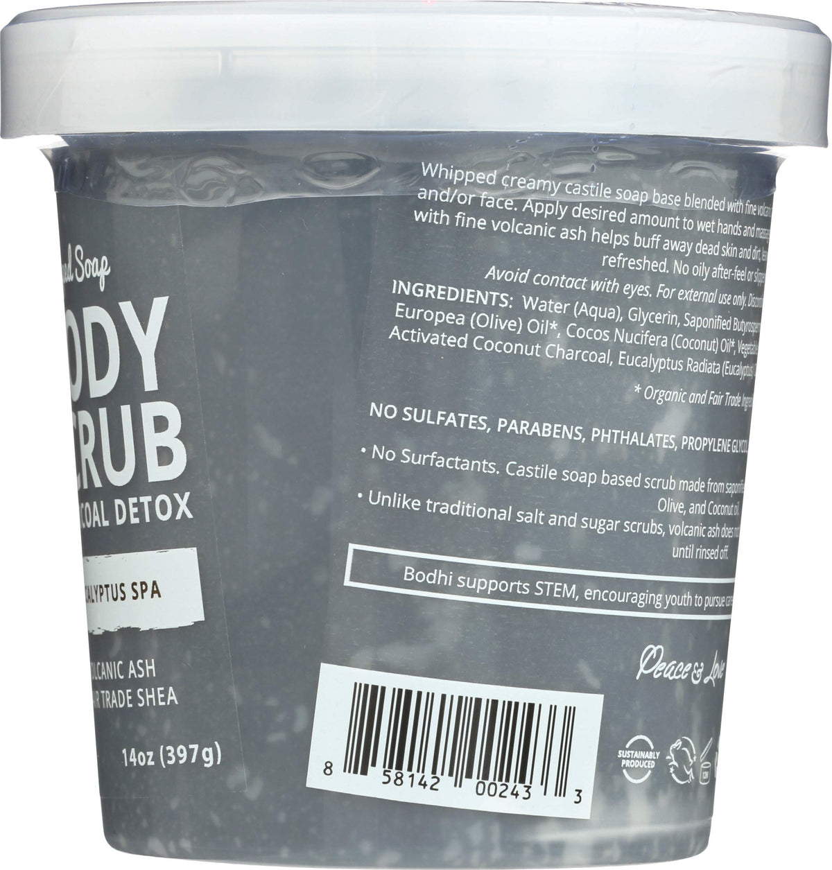 BODHI body scrub in hand applying to skin, demonstrating smooth application benefit