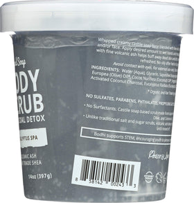 BODHI body scrub in hand applying to skin, demonstrating smooth application benefit
