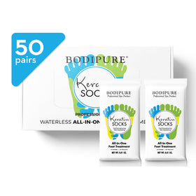 Bodipure front packaging showing 50 pairs and treatment benefits