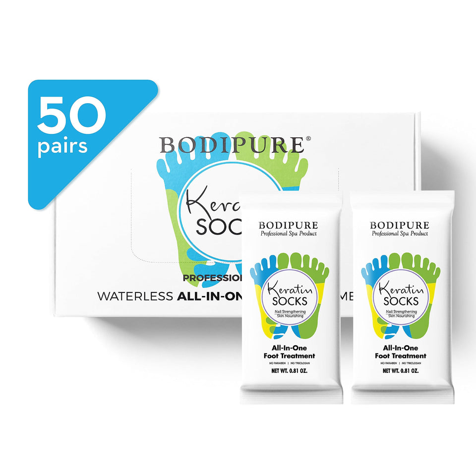 Bodipure front packaging showing 50 pairs and treatment benefits