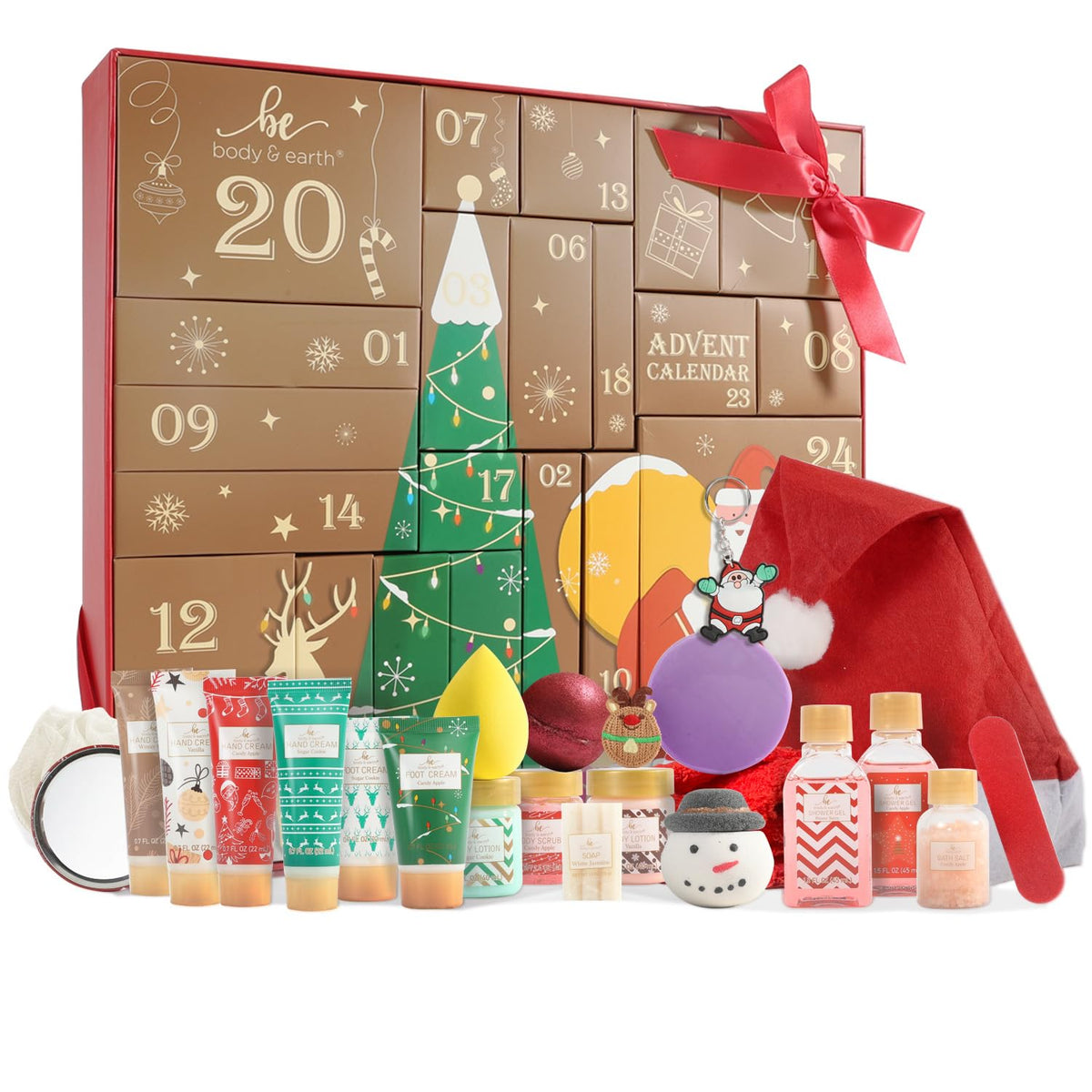 BODY & EARTH illustrated box front showing festive packaging and ready-to-gift presentation
