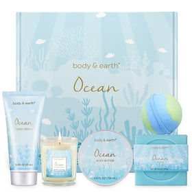 BODY & EARTH front packaging showing ready-to-gift ocean set and high perceived value