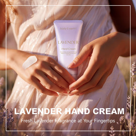 BODY & EARTH body lotion pouring from bottle illustrating smooth application and skin-softening benefit