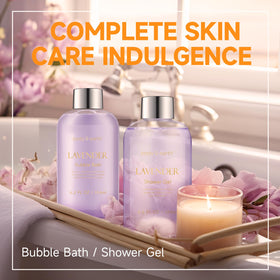 BODY & EARTH shower gel pump detail showing rich lather and moisturizing benefit