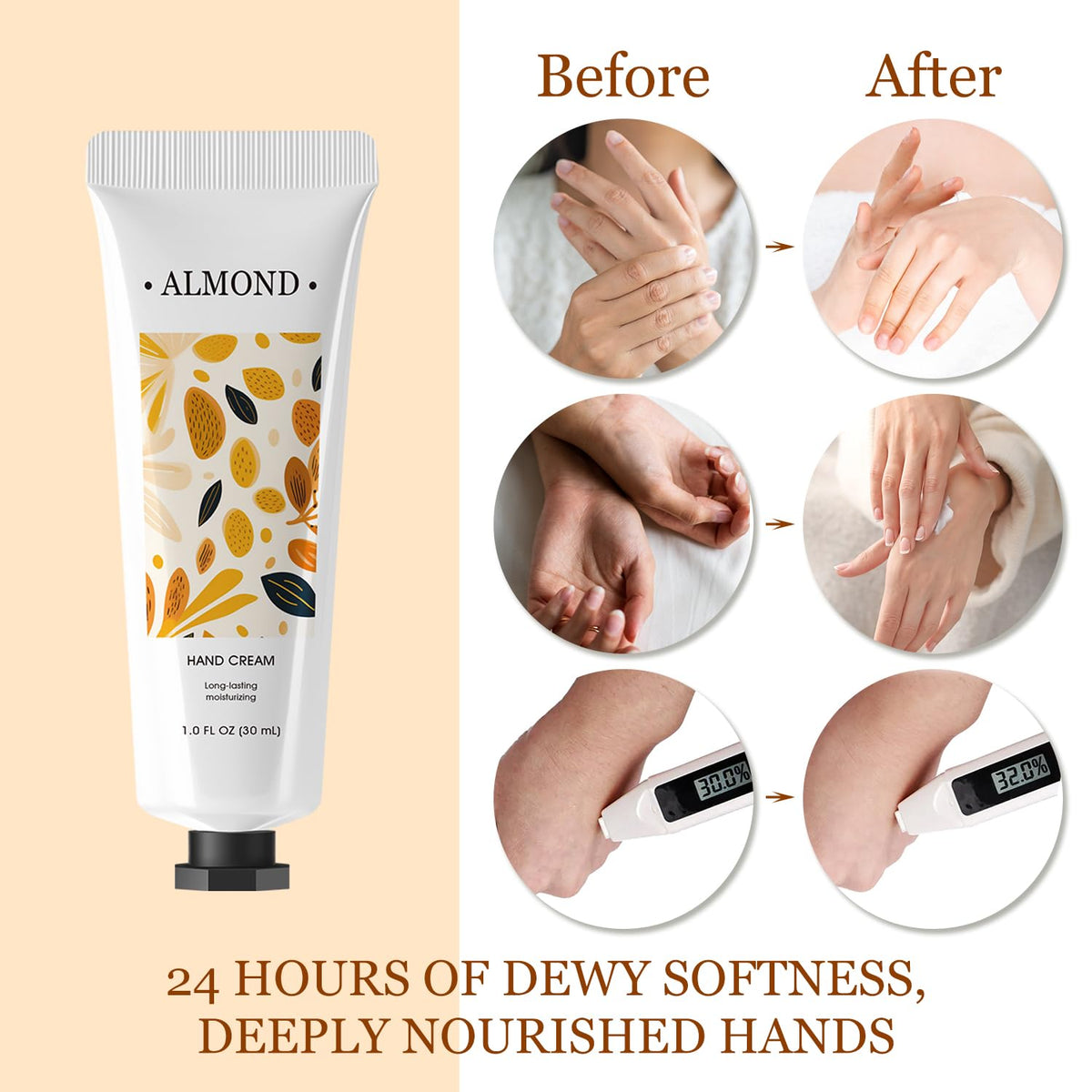 BODY & EARTH tube with open cap and lotion applied demonstrating easy use benefit