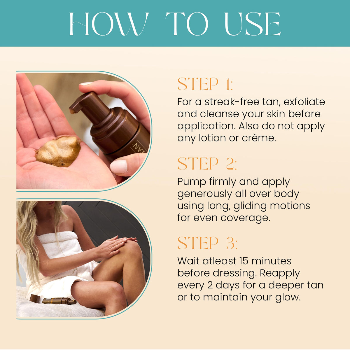 Body Drench mousse in bathroom robe scene highlighting easy-at-home glow