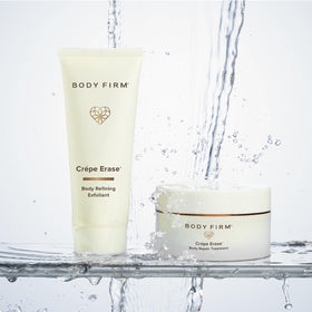 BODY FIRM exfoliant being applied in shower to prep skin for better absorption