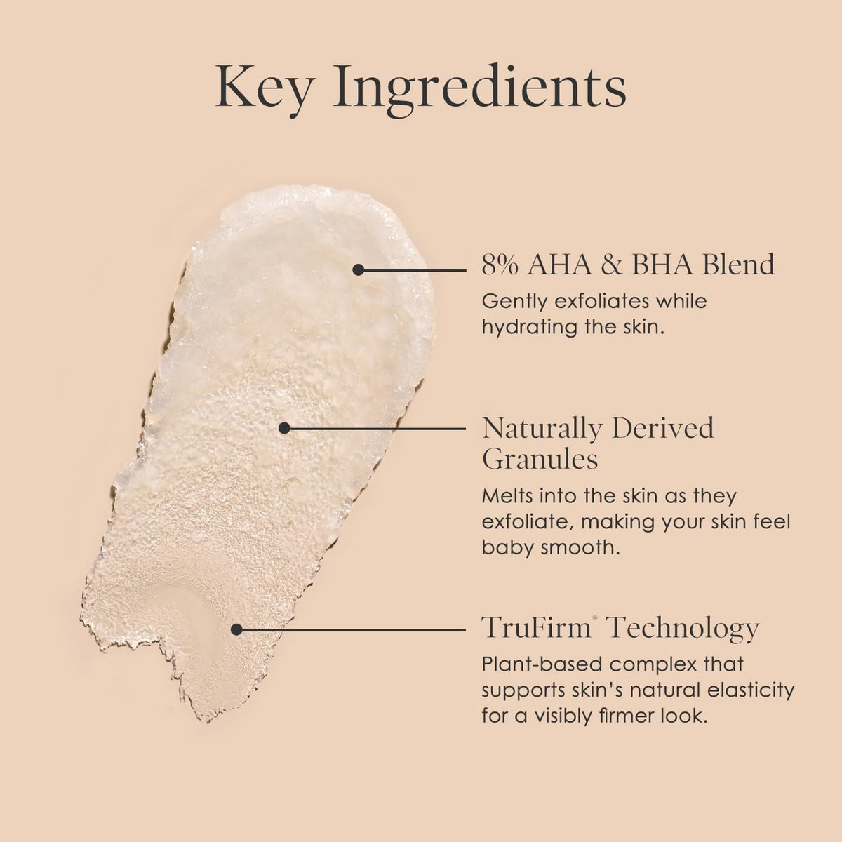 BODY FIRM close-up of fine exfoliant particles highlighting gentle polishing action