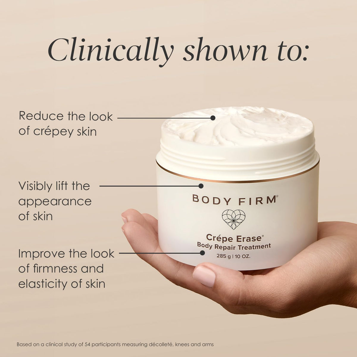 BODY FIRM open jar close-up of whipped cream texture showing rich hydration
