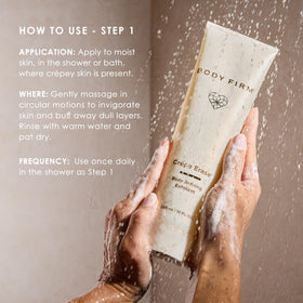 BODY FIRM product held in hand demonstrating 10 fl oz size and travel suitability