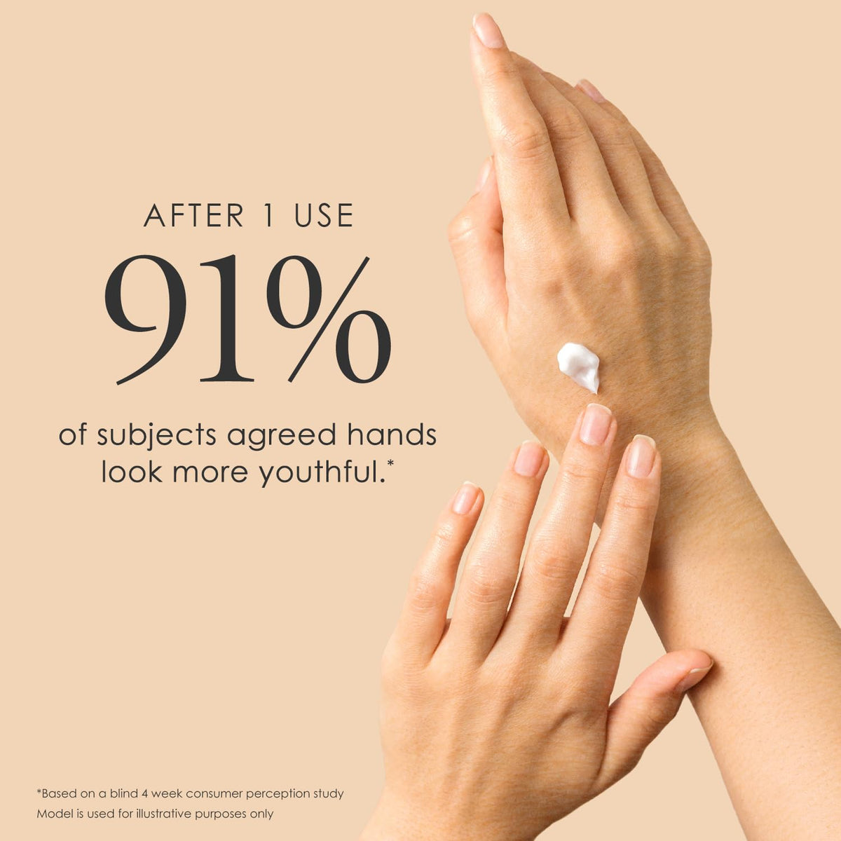 BODY FIRM woman applying lotion to hands outdoors, suggests daily protective hydration