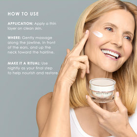 BODY FIRM on vanity at night illustrating nightly skincare ritual