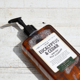 Body Prescriptions bottle beside a hand to show 17 fl oz scale and lasting supply benefit