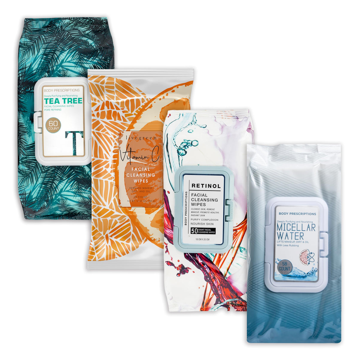 Body Prescriptions front pack showing product benefits and count, easy grab convenience