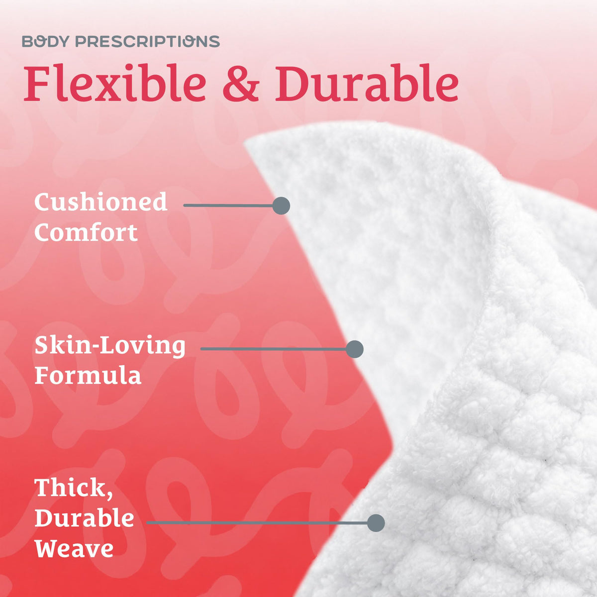 Body Prescriptions close-up of wipe texture for gentle effective cleansing