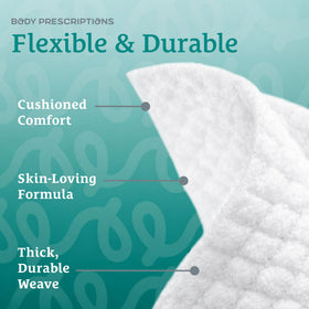Body Prescriptions wipe texture close-up showing soft fibers for gentle cleansing