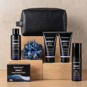 Bodybeau lifestyle shower shelf display showing daily grooming routine benefit