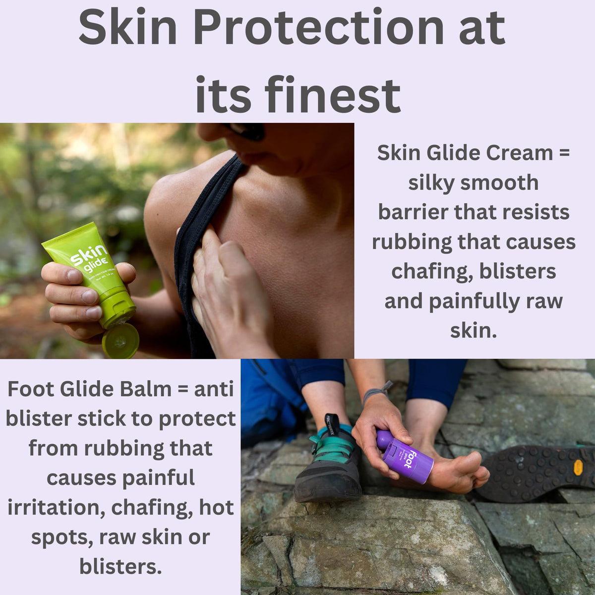 BodyGlide Foot Glide stick being applied from hand to prevent blisters