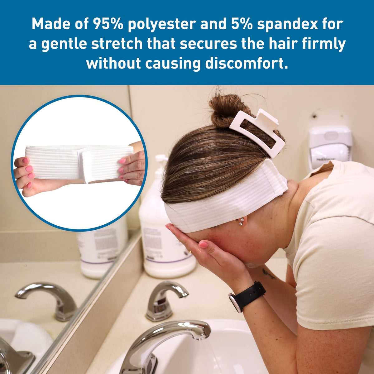 BodyMed in-use during spa treatment keeping hair back and hygienic