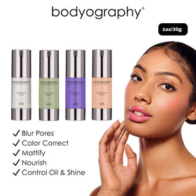 Bodyography primer with jojoba and shea image showing hydration benefits