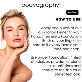 Bodyography 1 oz primer bottle next to ruler for size and portability