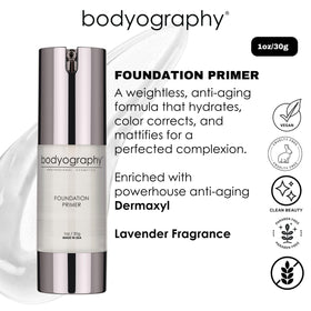 Bodyography primer texture blended on skin for smooth, even finish