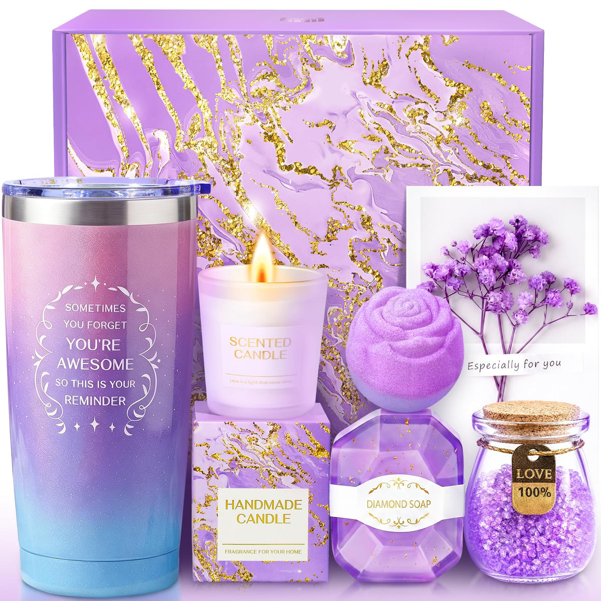 BodyRefresh front packaging showing lavender gift basket and elegant presentation benefit