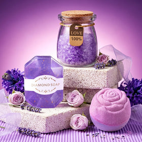 BodyRefresh greeting card with dried flowers showing thoughtful note and display benefit