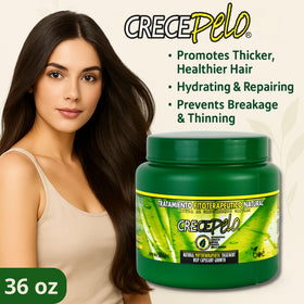 BOÉ COSMETICS CrecePelo tub held in hand showing scale and salon-size convenience