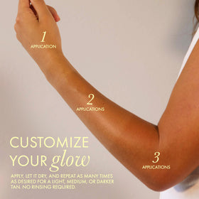 Boë applying mousse to arm demonstrating streak-free, smooth blend benefit