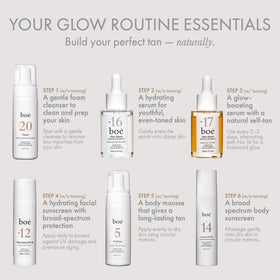 Boë before and after subtle glow comparison illustrating natural-looking tan