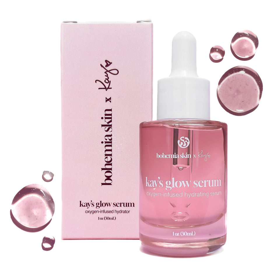 Bohemia Skin front bottle showing Kay's Glow Serum, highlights radiance