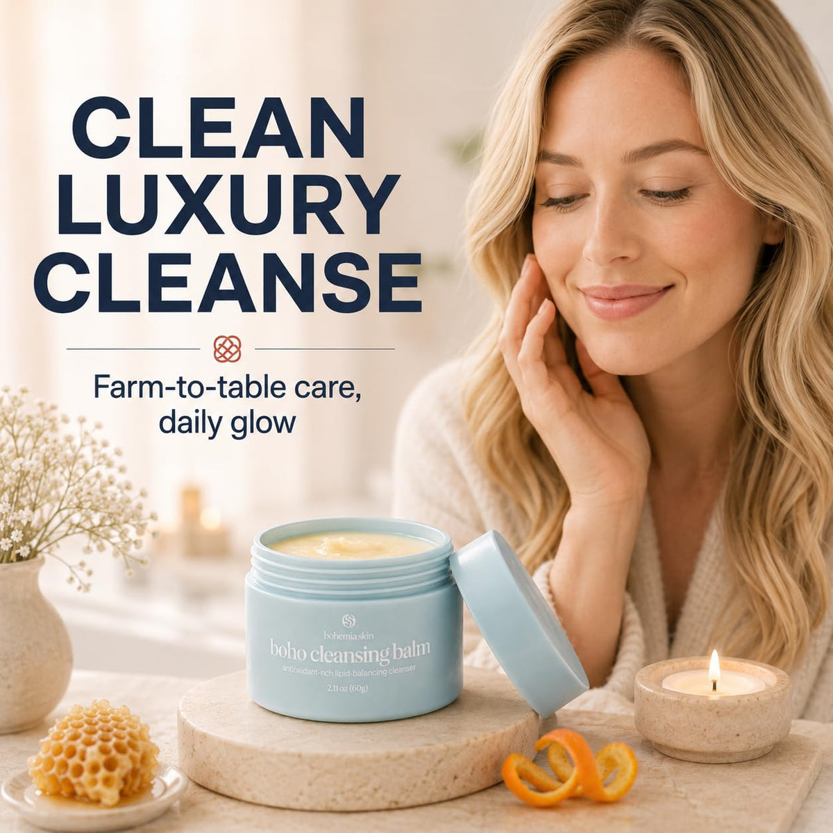 Bohemia Skin with Manuka honey jar and spoon highlighting nourishing, soothing ingredient