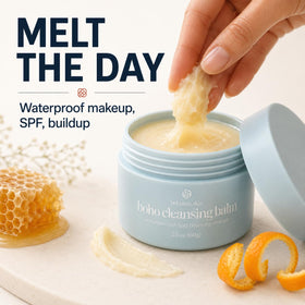 Bohemia Skin balm texture close-up showing buttery consistency for gentle makeup removal