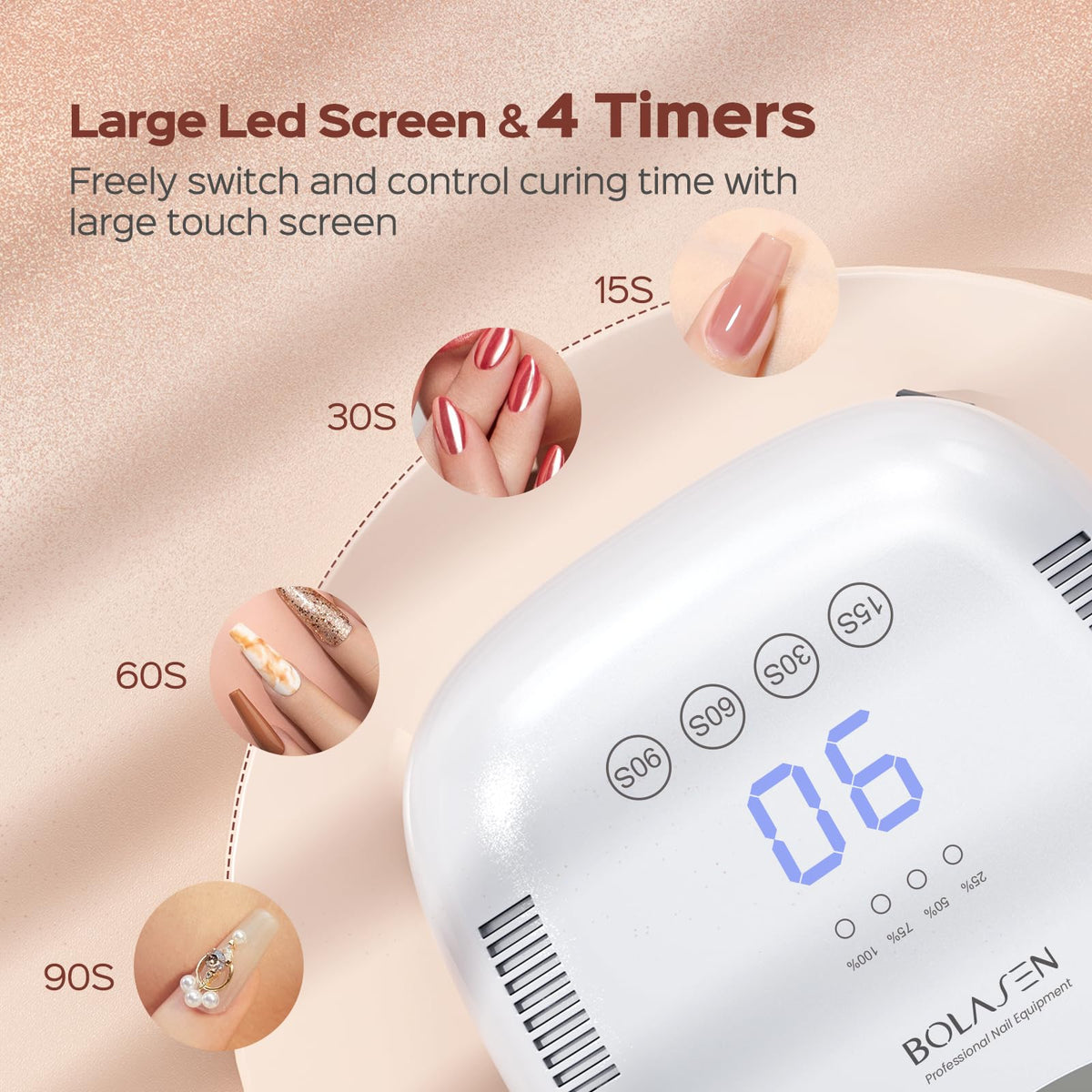 BOLASEN size comparison with hand showing travel-ready compactness