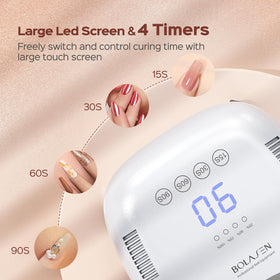 BOLASEN size comparison with hand showing travel-ready compactness