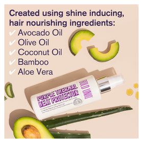 BOLD UNIQ spray being applied to damp hair to protect before blow-drying