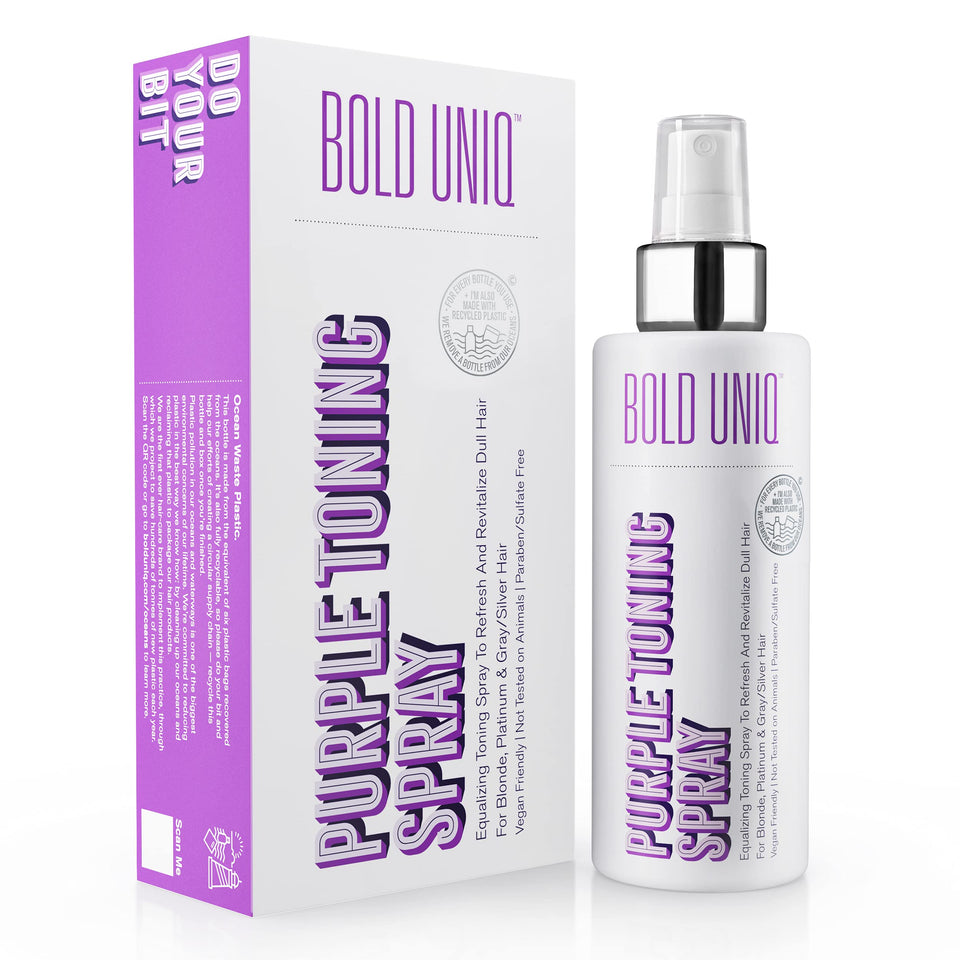 BOLD UNIQ front bottle showing toner spray and branding benefits