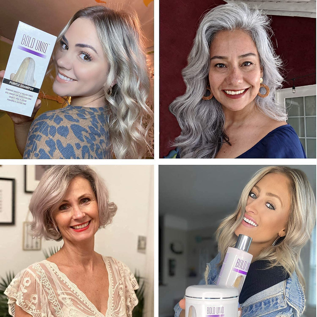 BOLD UNIQ purple conditioner texture on dispenser showing smoothing hydration benefit