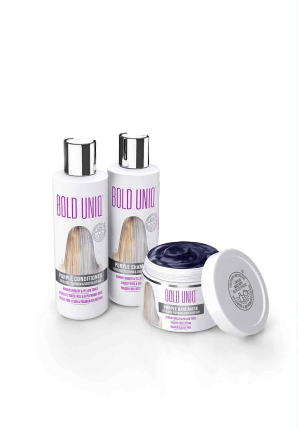 BOLD UNIQ gift box front view showing trio and presentable packaging benefit