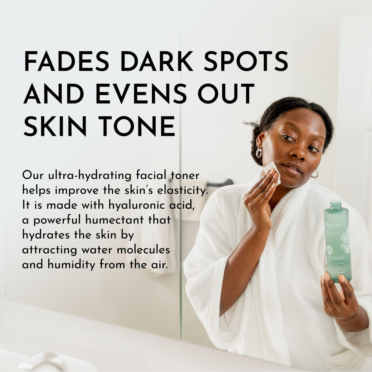 BOLDEN label close-up listing glycolic acid niacinamide hyaluronic