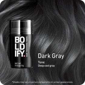 Boldify dark gray fibers close-up texture highlighting soft, natural-looking build and blend