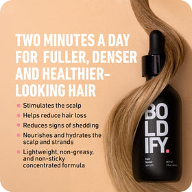 Boldify dropper dispensing serum illustrating precise application and ease