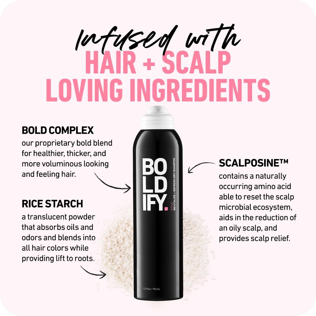 Boldify applying dry shampoo to roots demonstrating instant lift and oil control