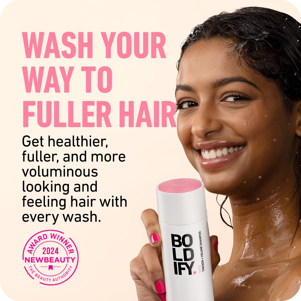 BOLDIFY label close-up highlighting ingredients and volumizing claims