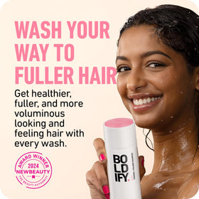 BOLDIFY label close-up highlighting ingredients and volumizing claims