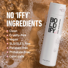 Boldify shampoo and conditioner duo staged for complementary volume benefit