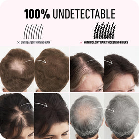 Boldify side profile before and after illustrating thicker hair